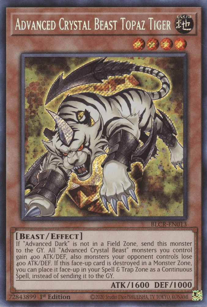 Advanced Crystal Beast Topaz Tiger [BLCR-EN013] Secret Rare - Josh's Cards