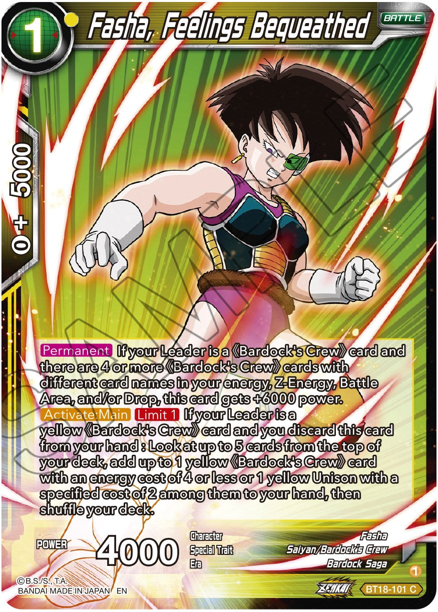 Fasha, Feelings Bequeathed (BT18-101) [Dawn of the Z-Legends] Parallel Foil
