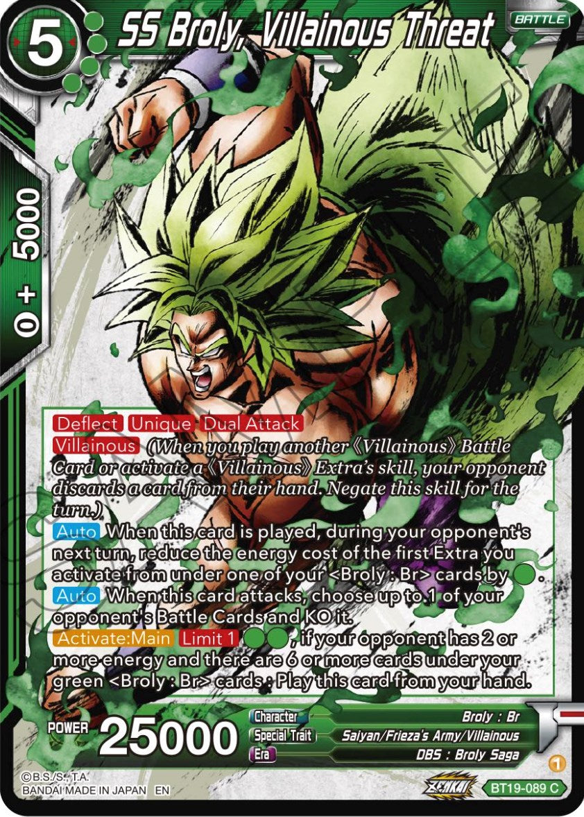 SS Broly, Villainous Threat (BT19-089) [Fighter's Ambition] Parallel Foil