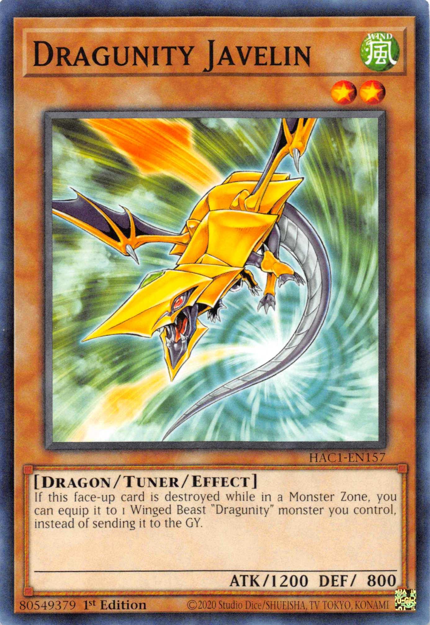 Dragunity Javelin [HAC1-EN157] Common - Josh's Cards