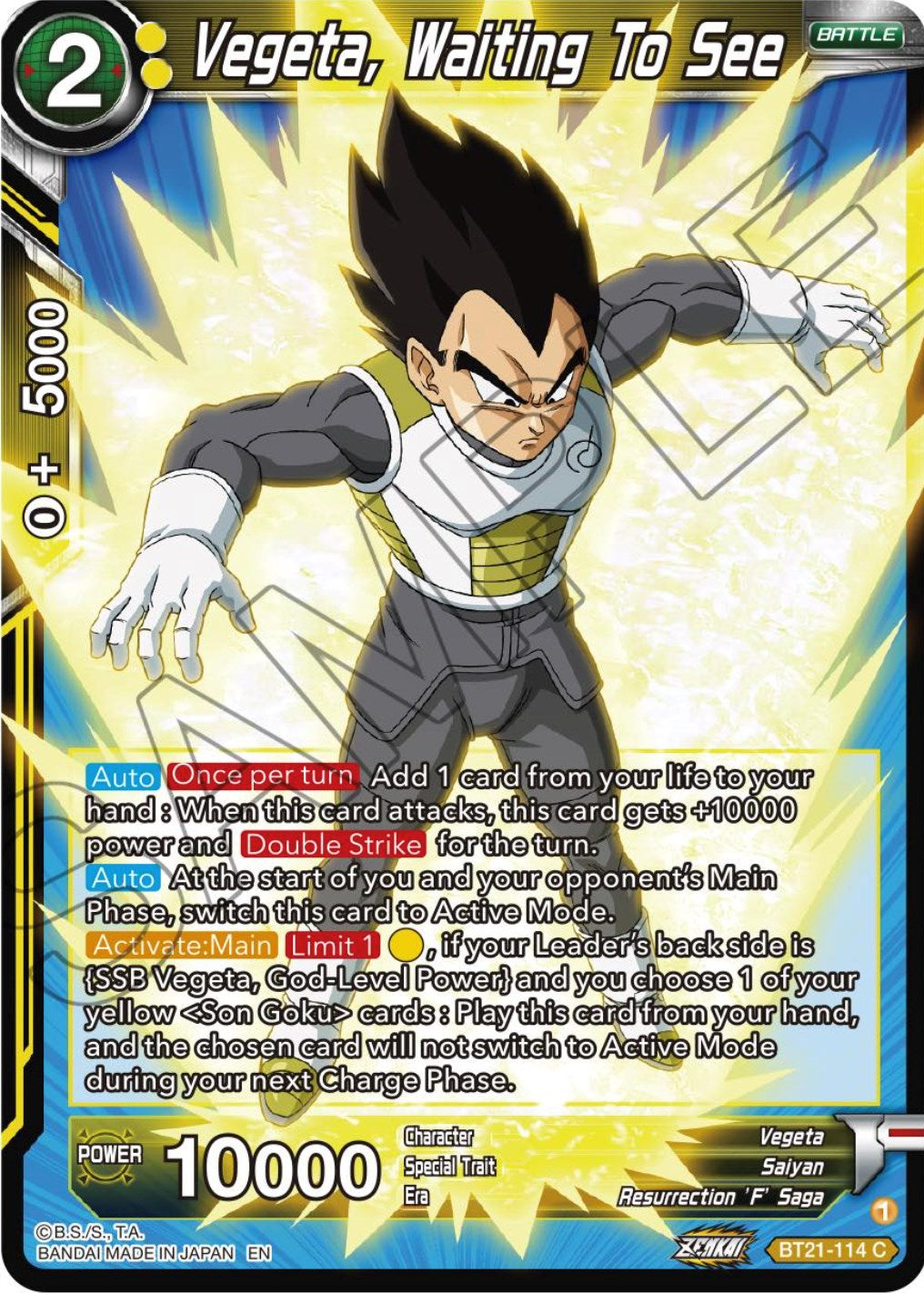 Vegeta, Waiting To See (BT21-114) [Wild Resurgence] Parallel Foil