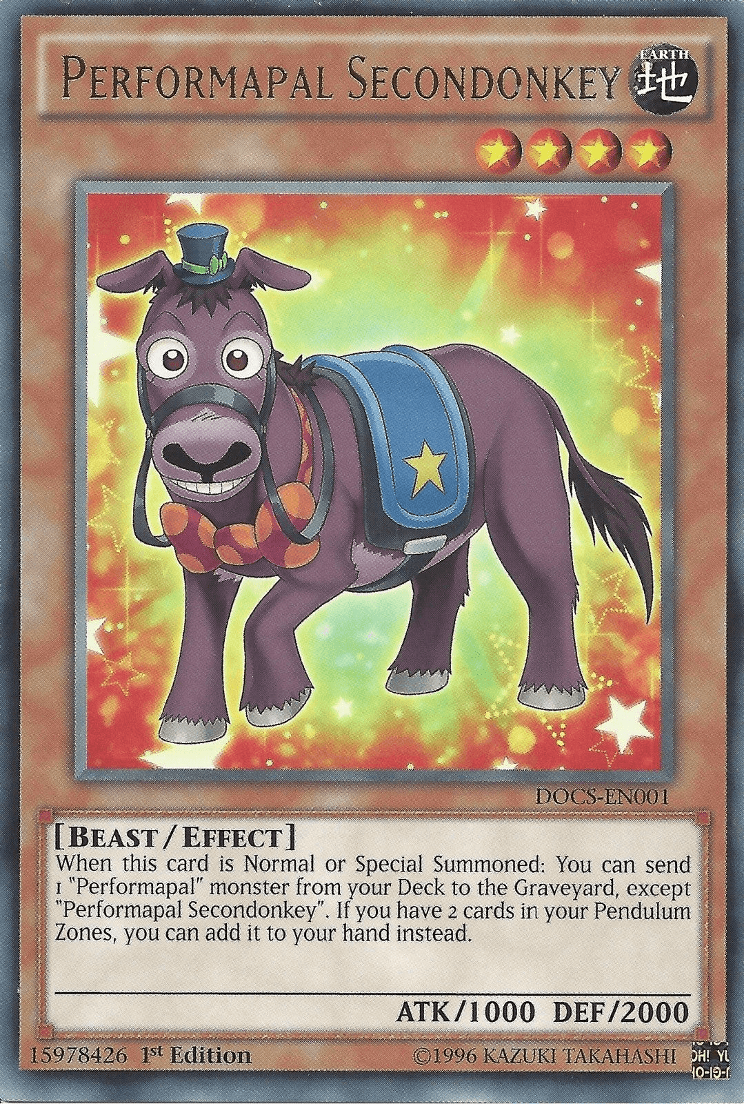 Performapal Secondonkey [DOCS-EN001] Rare - Josh's Cards