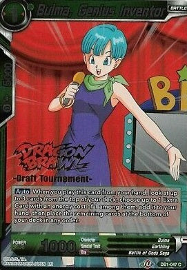 Bulma, Genius Inventor (Dragon Brawl Draft Tournament Gold Stamped) (DB1-047) [Promotion Cards] Parallel Foil