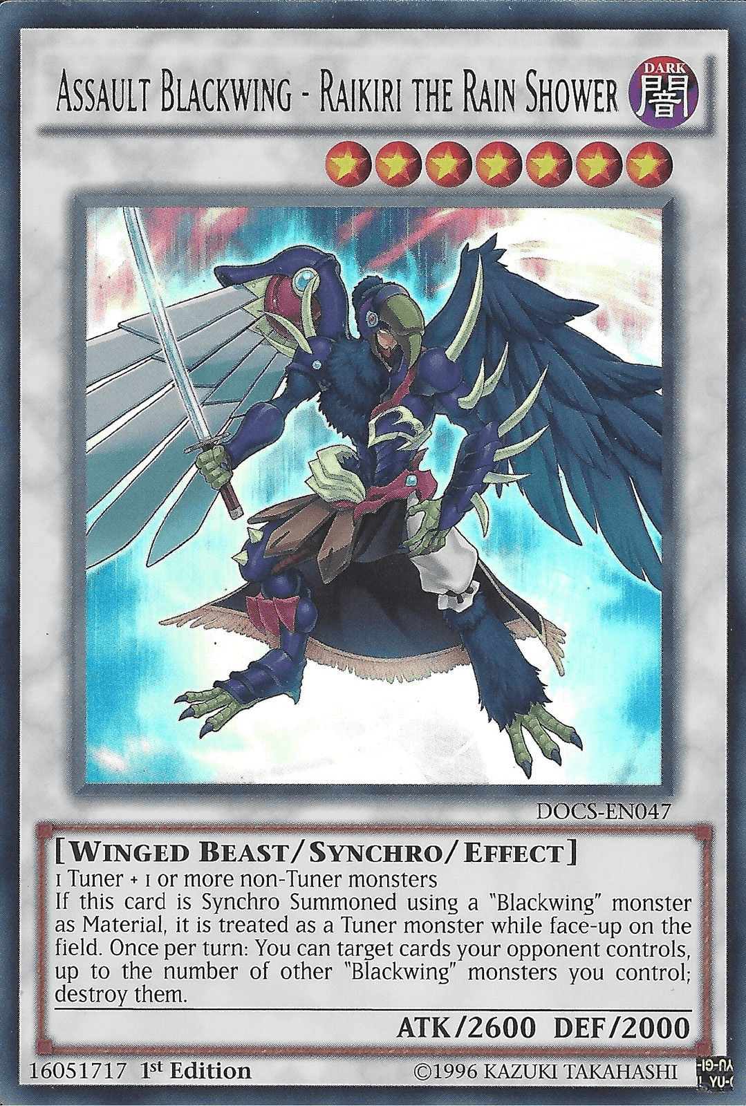 Assault Blackwing - Raikiri the Rain Shower [DOCS-EN047] Ultra Rare - Josh's Cards