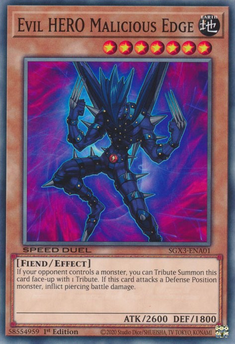 Evil HERO Malicious Edge (SGX3-ENA01) - Speed Duel GX: Duelists of Shadows 1st Edition