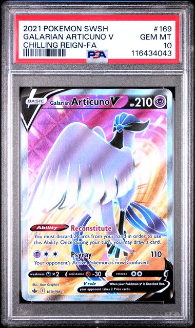 Galarian Articuno V Chilling Reign 169/198 PSA 10