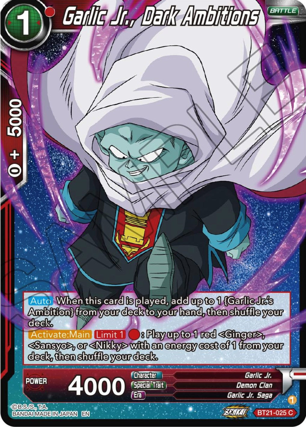 Garlic Jr., Dark Ambitions (BT21-025) [Wild Resurgence] Parallel Foil