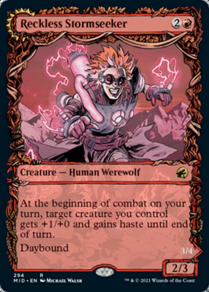 Reckless Stormseeker // Storm-Charged Slasher (MID-294) - Innistrad: Midnight Hunt: (Showcase, Double Faced Transform) Foil