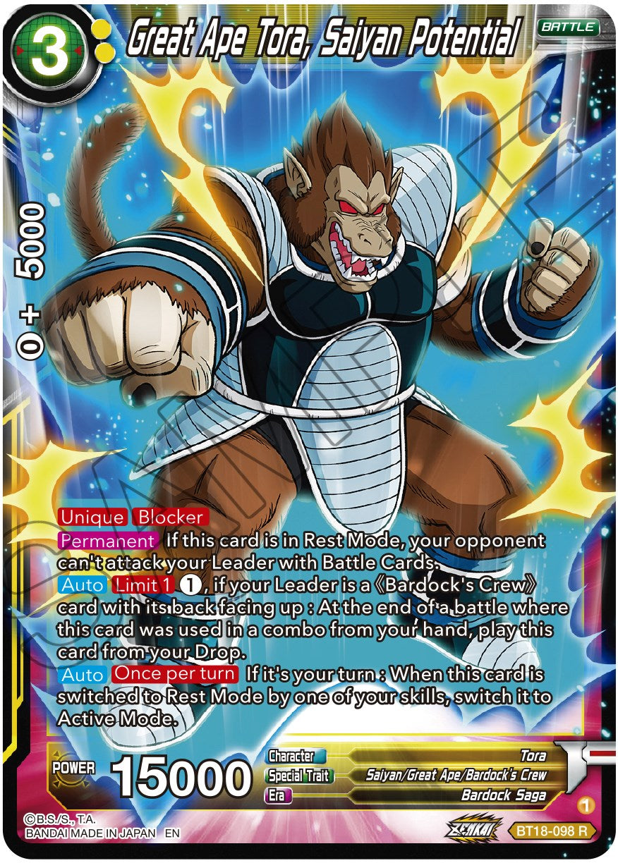 Great Ape Tora, Saiyan Potential (BT18-098) [Dawn of the Z-Legends] Parallel Foil