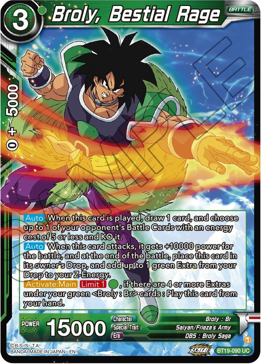 Broly, Bestial Rage (BT19-090) [Fighter's Ambition] Parallel Foil