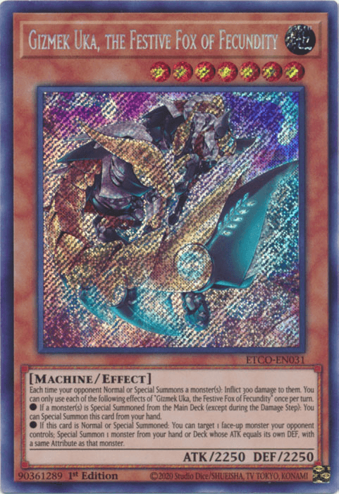 Gizmek Uka, the Festive Fox of Fecundity [ETCO-EN031] Secret Rare - Josh's Cards
