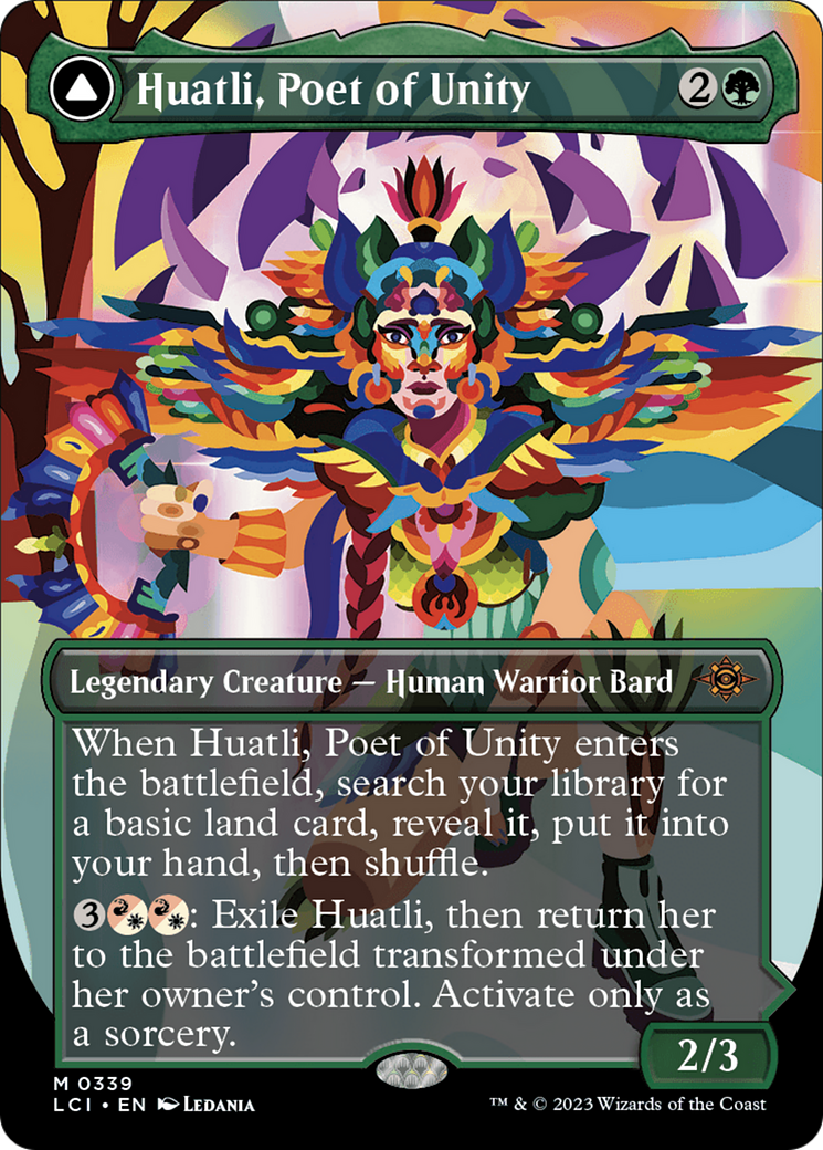 Huatli, Poet of Unity // Roar of the Fifth People (LCI-339) - The Lost Caverns of Ixalan (Borderless) Foil
