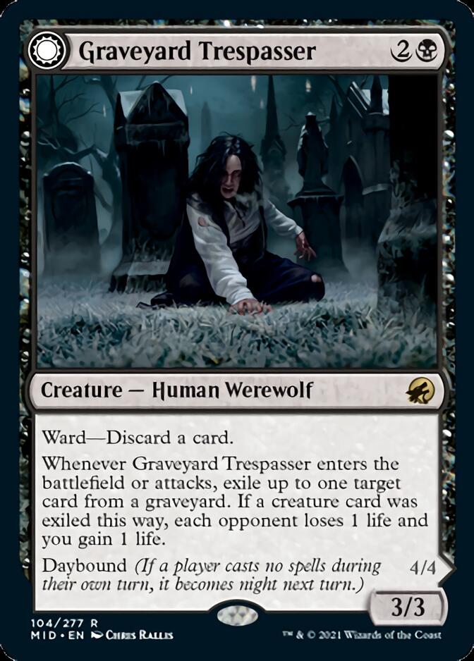 Graveyard Trespasser // Graveyard Glutton (MID-104) - Innistrad: Midnight Hunt: (Double Faced Transform) Foil