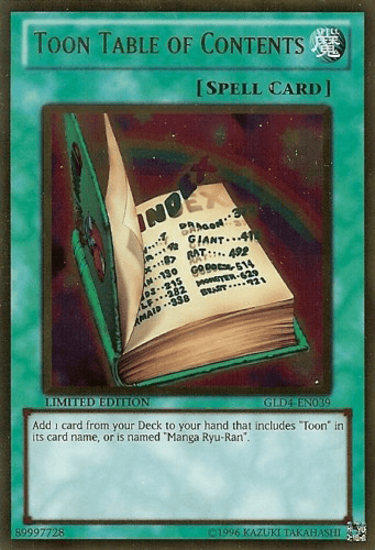 Toon Table of Contents [GLD4-EN039] Gold Rare - Josh's Cards