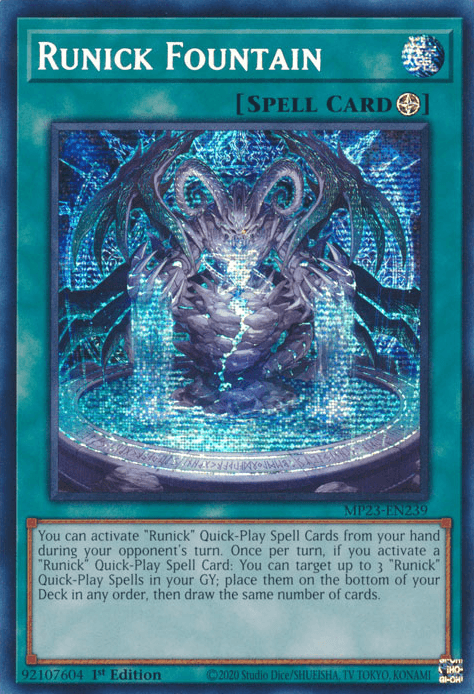 Runick Fountain [MP23-EN239] Prismatic Secret Rare - Josh's Cards