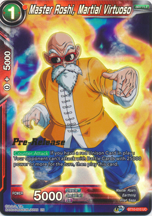 Master Roshi, Martial Virtuoso (BT10-010) [Rise of the Unison Warrior Prerelease Promos] Parallel Foil