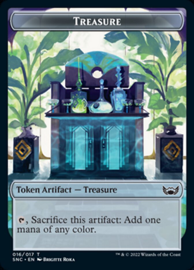 Treasure (016) // Rhino Warrior Double-Sided Token [Streets of New Capenna Tokens] Foil
