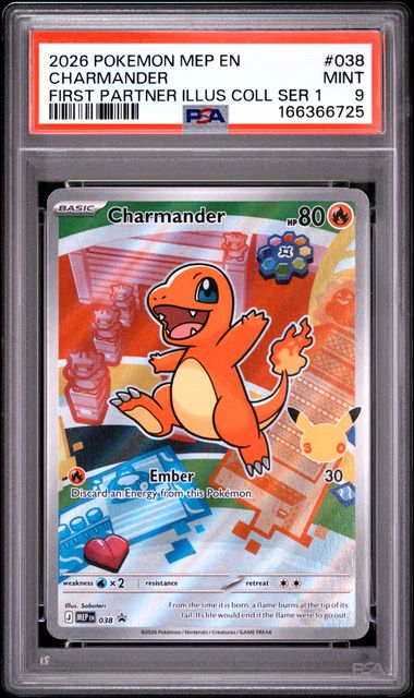Charmander First Partner Illustration Collection Mega Evolution Promo 038 PSA 9