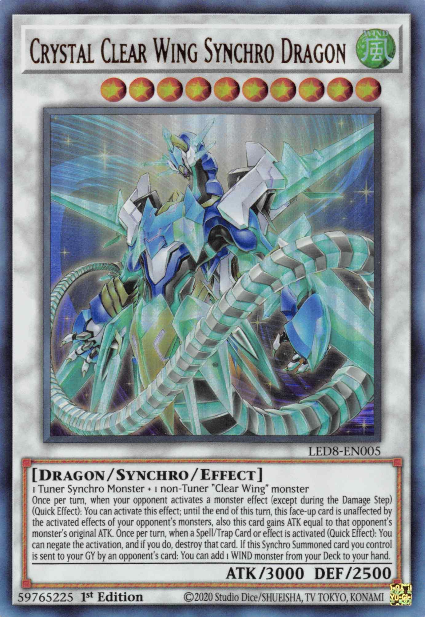 Crystal Clear Wing Synchro Dragon [LED8-EN005] Ultra Rare - Josh's Cards
