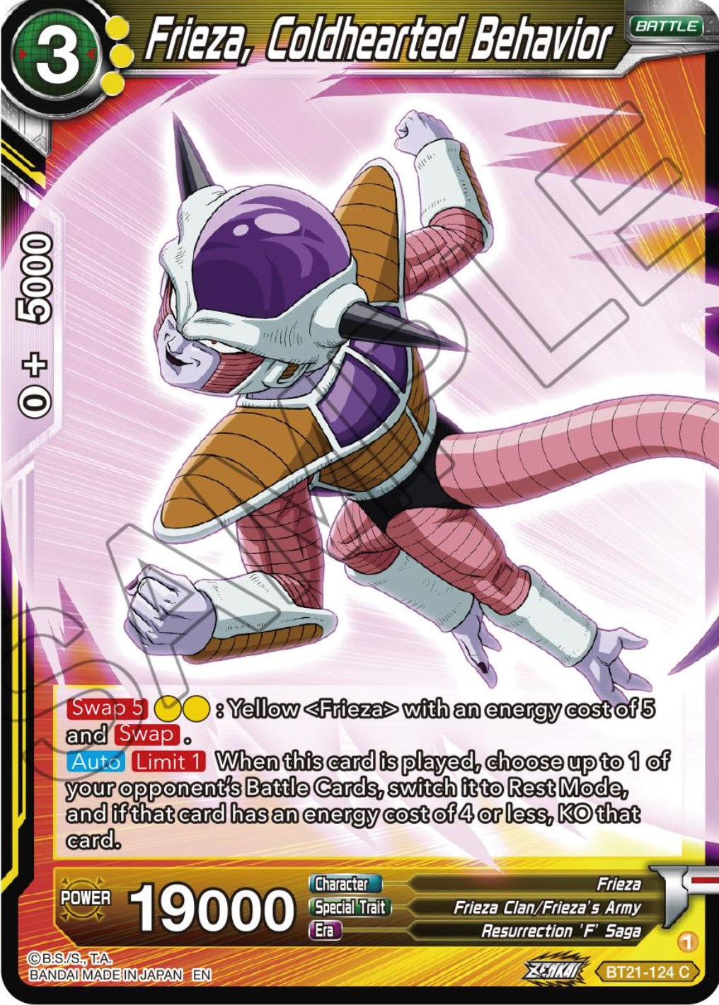 Frieza, Coldhearted Behavior (BT21-124) [Wild Resurgence] Parallel Foil