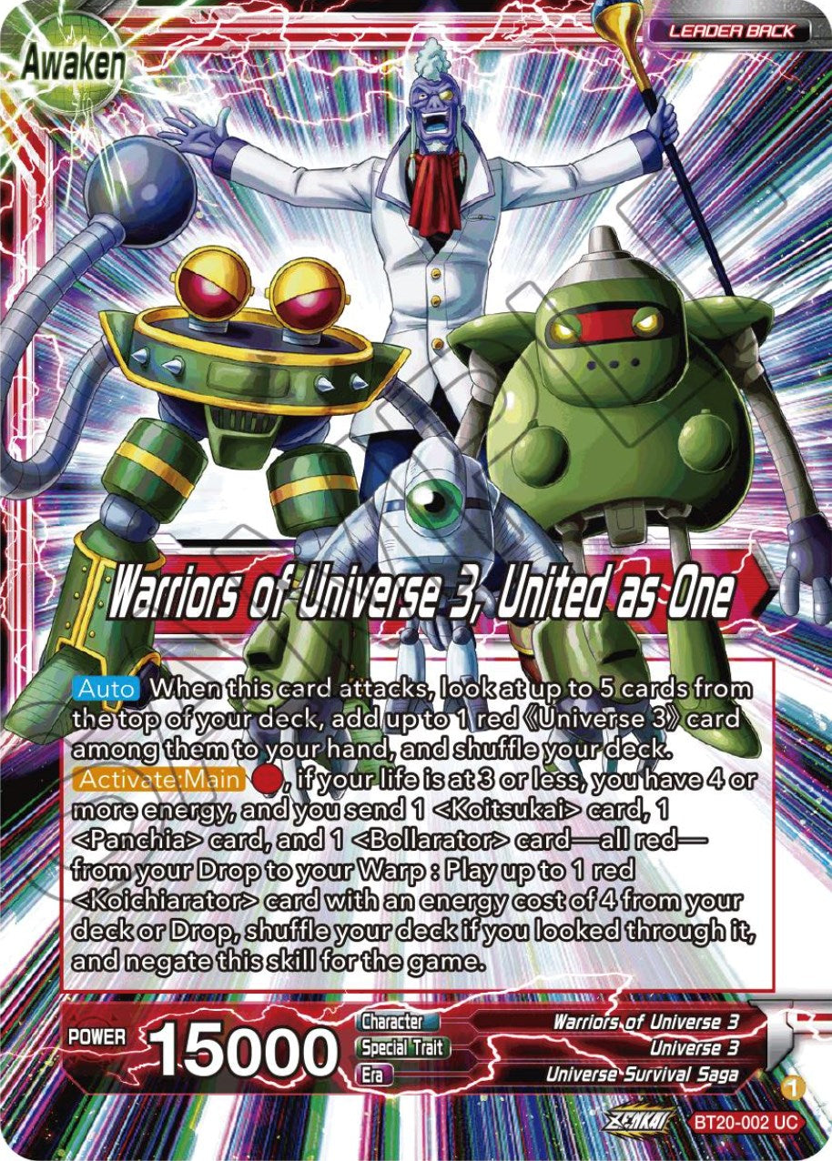 Paparoni // Warriors of Universe 3, United as One (BT20-002) [Power Absorbed] Parallel Foil