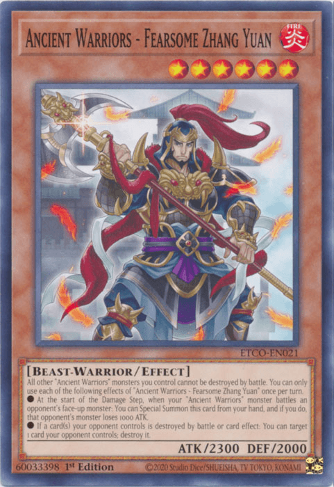 Ancient Warriors - Fearsome Zhang Yuan [ETCO-EN021] Common - Josh's Cards