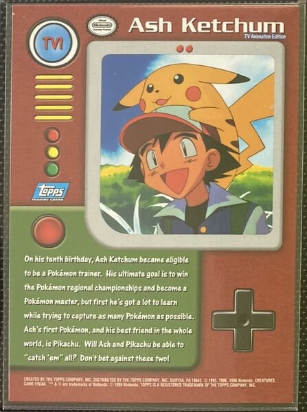 Ash Ketchum TV1 Foil (TV1) [Topps TV Animation Edition Series 1 (First Ash Ketchum TV1 Foil (TV1) [Topps TV Animation Edition Series 1 (First