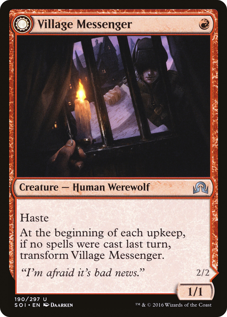 Village Messenger // Moonrise Intruder (SOI-190) - Shadows over Innistrad: (Double Faced Transform)