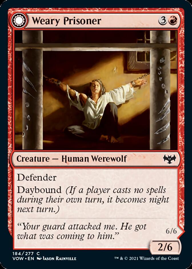 Weary Prisoner // Wrathful Jailbreaker (VOW-184) - Innistrad: Crimson Vow: (Double Faced Transform) Foil