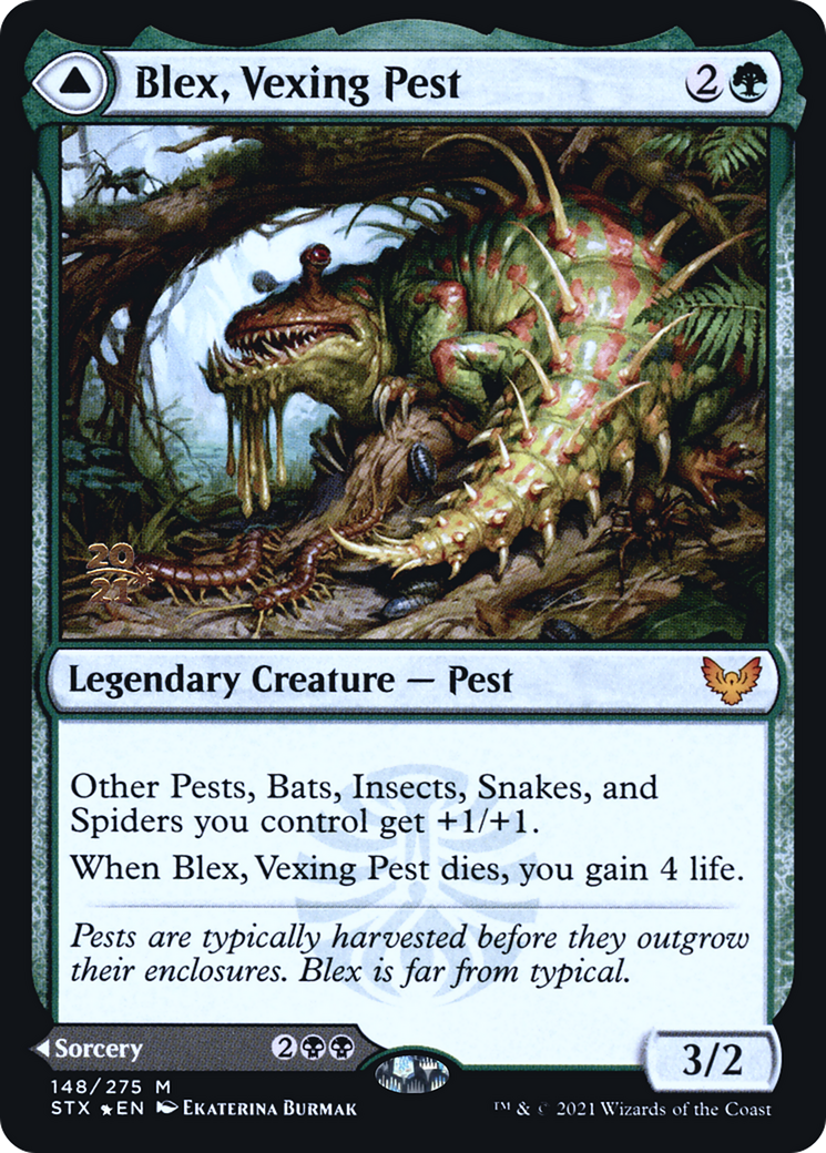 Blex, Vexing Pest // Search for Blex (PRE-148S) - Strixhaven: School of Mages Promos Foil