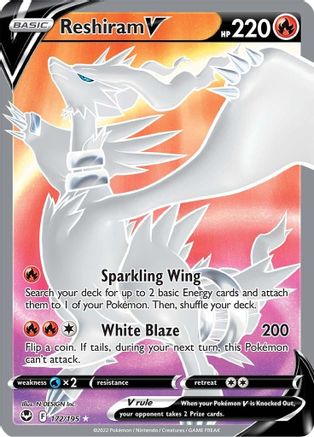 Reshiram V (Full Art) 172/195 - SWSH12 Silver Tempest Holofoil