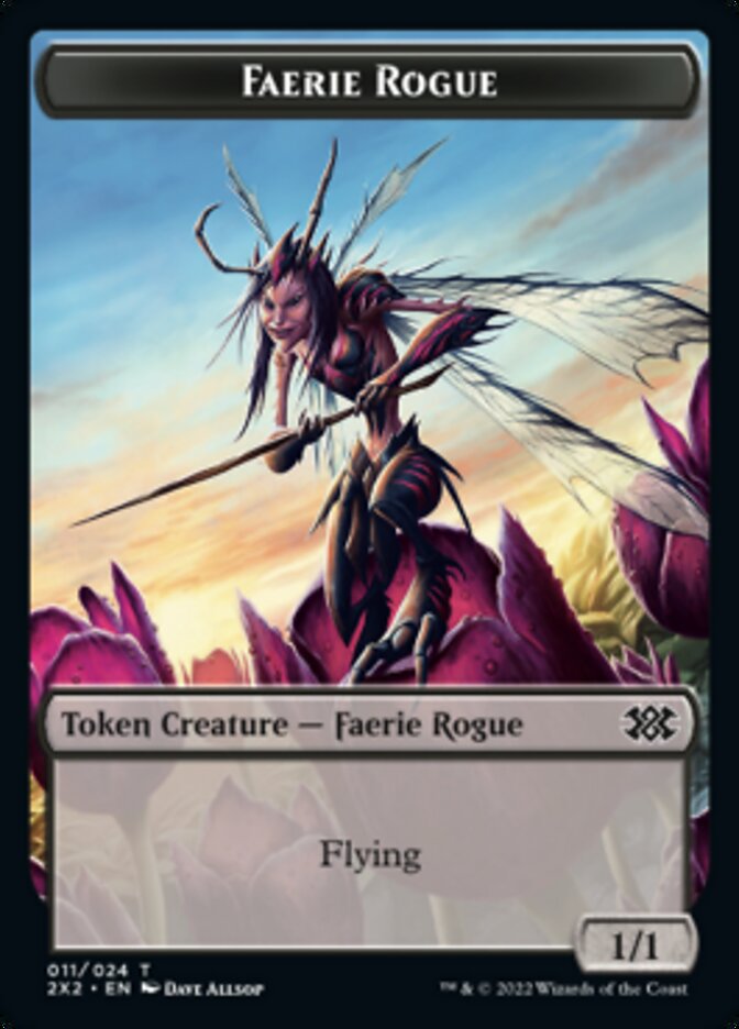 Faerie Rogue // Monk Double-Sided Token [Double Masters 2022 Tokens] Foil