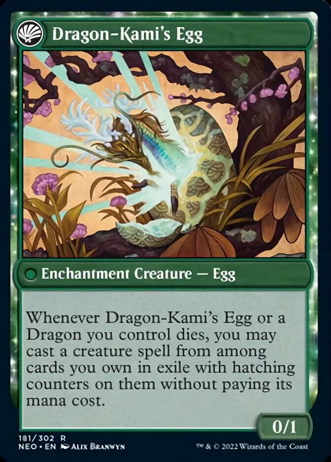 The Dragon-Kami Reborn // Dragon-Kami's Egg (NEO-181) - Kamigawa: Neon Dynasty: (fandfc, enchantment) Foil