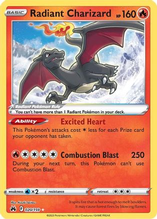 Radiant Charizard 020/159 - Crown Zenith Holofoil