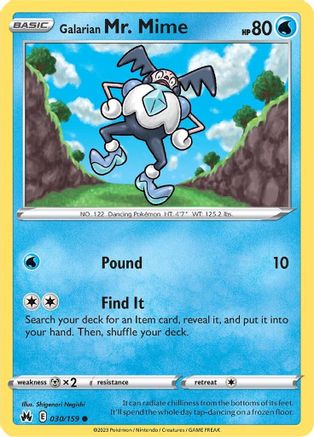 Galarian Mr. Mime 030/159 - Crown Zenith Reverse Holofoil