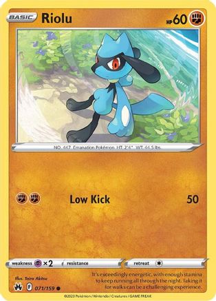 Riolu 071/159 - Crown Zenith Reverse Holofoil