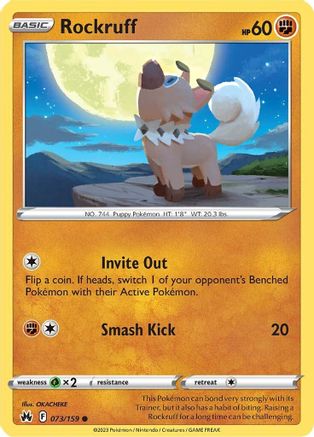 Rockruff 073/159 - Crown Zenith Reverse Holofoil