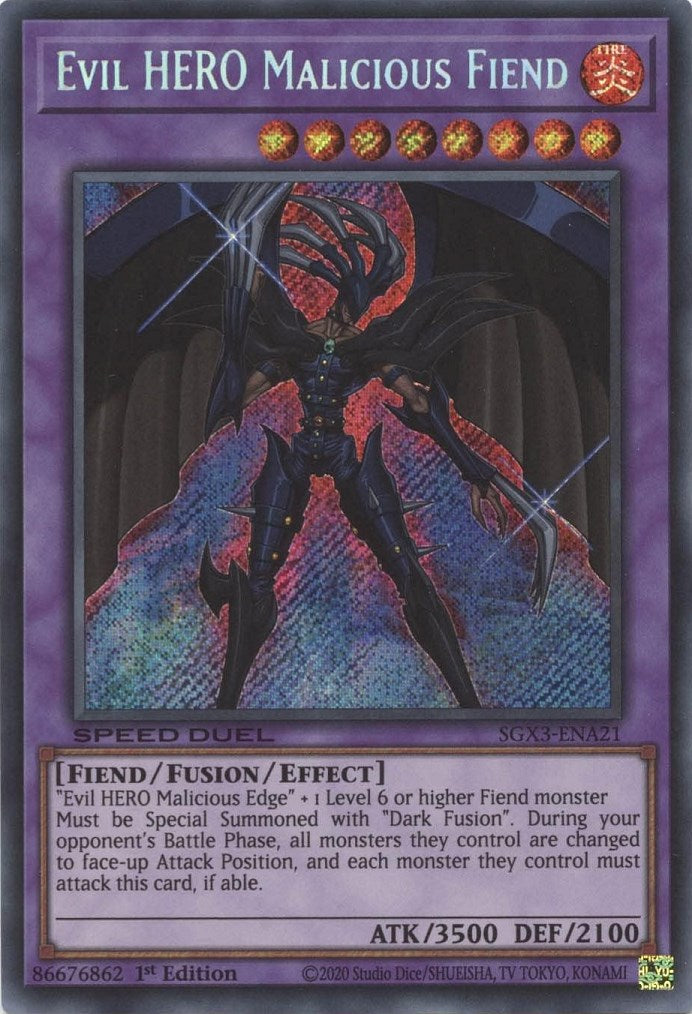 Evil HERO Malicious Fiend (Secret Rare) (SGX3-ENA21) - Speed Duel GX: Duelists of Shadows 1st Edition