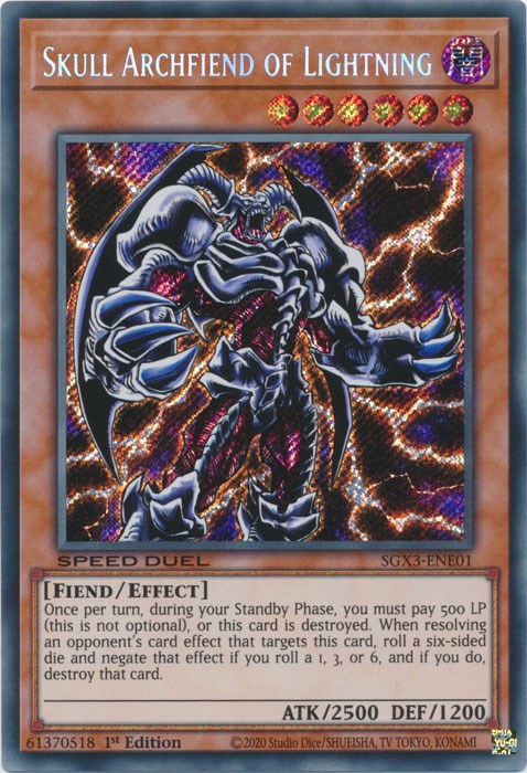 Skull Archfiend of Lightning (Secret Rare) (SGX3-ENE01) - Speed Duel GX: Duelists of Shadows 1st Edition