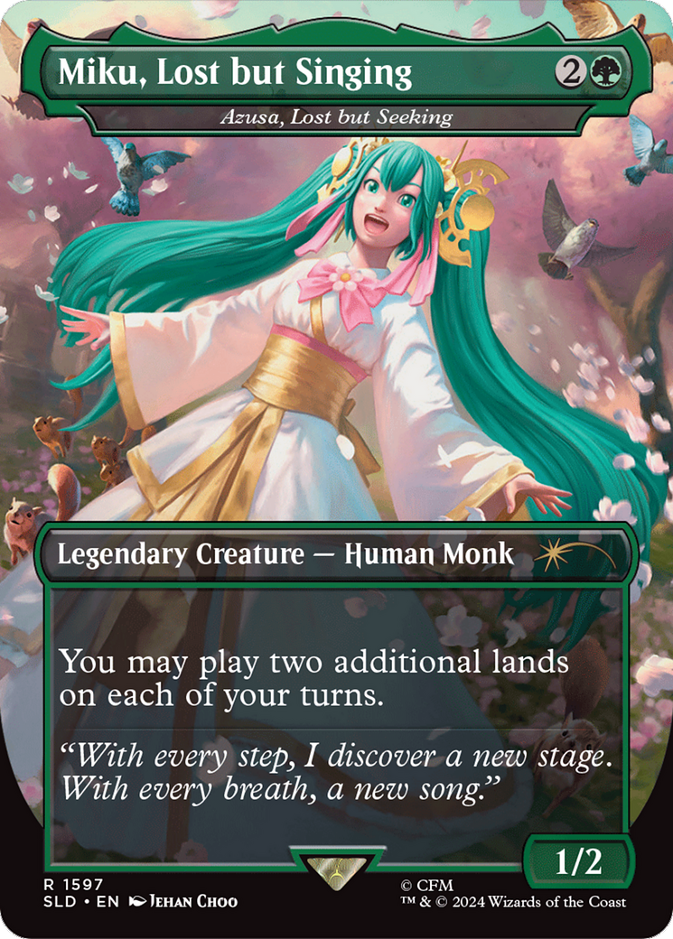Azusa, Lost but Seeking (SLD-1597) - Secret Lair Drop / Miku, Lost but Singing (Borderless)