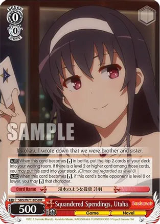 Weiss Schwarz: Squandered Spendings, Utaha - Saekano How to Raise a Boring Girlfriend. flat - Near Mint