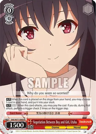 Weiss Schwarz: Negotiation Between Boy and Girl, Utaha - Saekano How to Raise a Boring Girlfriend. flat - Near Mint