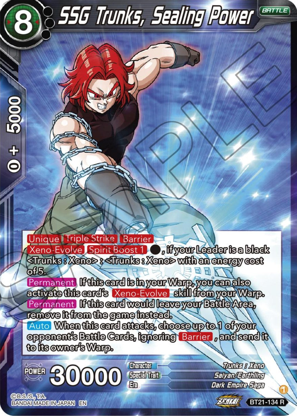 SSG Trunks, Sealing Power (BT21-134) [Wild Resurgence] Parallel Foil