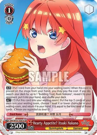 Weiss Schwarz: Hearty Appetite? Itsuki Nakano (SR) - The Quintessential Quintuplets Movie - Near Mint