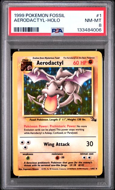 Aerodactyl Fossil 1/62 PSA 8