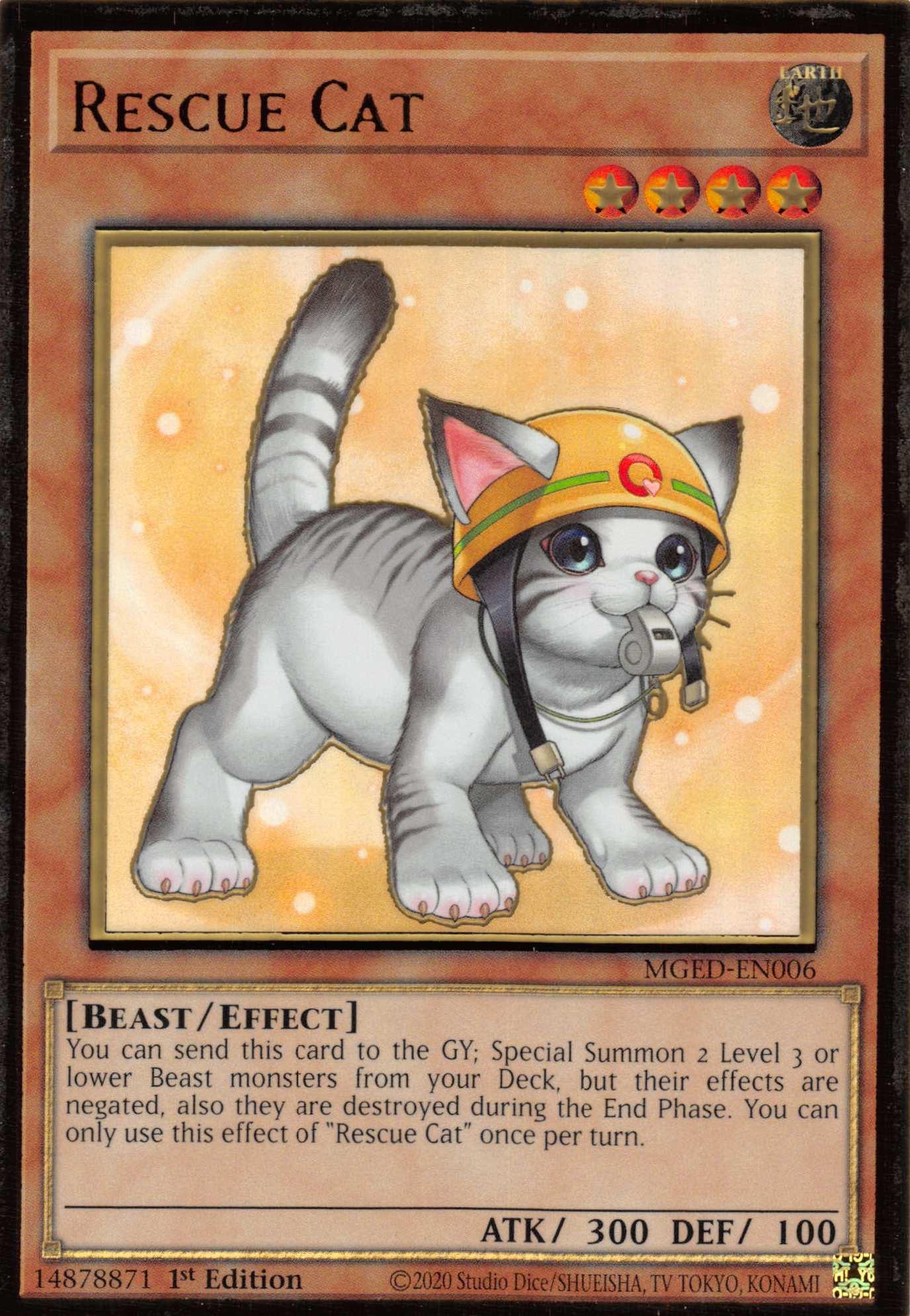 Rescue Cat (Alternate Art) [MGED-EN006] Gold Rare - Josh's Cards