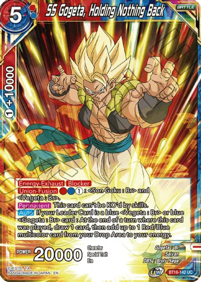 SS Gogeta, Holding Nothing Back (BT16-142) [Realm of the Gods] Parallel Foil