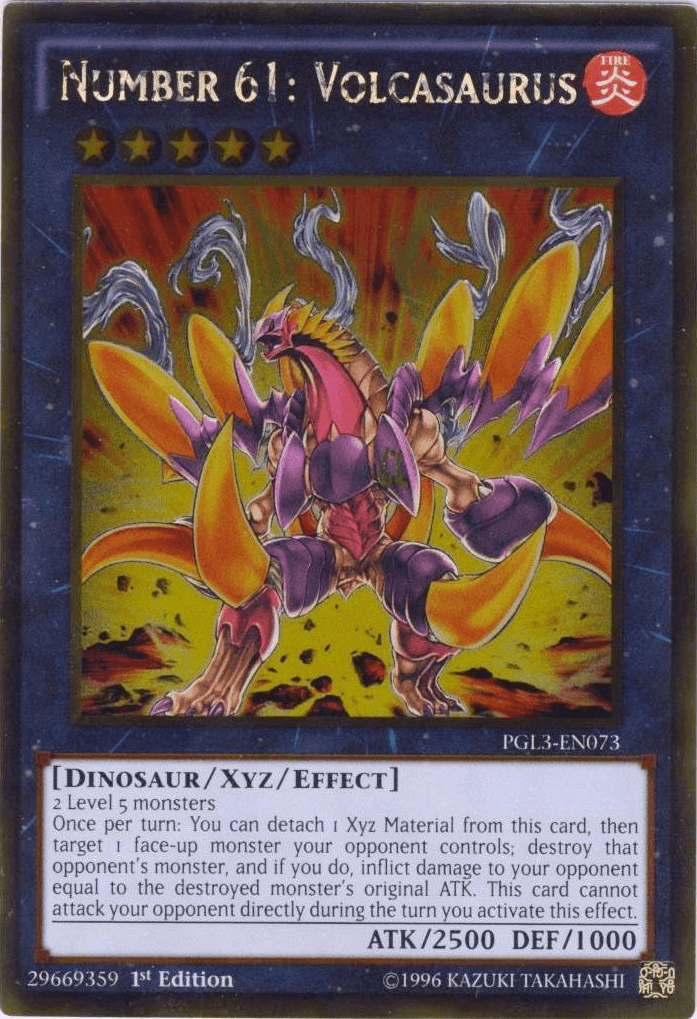 Number 61: Volcasaurus [PGL3-EN073] Gold Rare - Josh's Cards