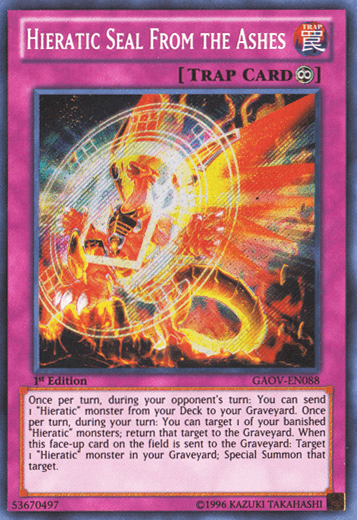 Hieratic Seal From the Ashes [GAOV-EN088] Secret Rare - Josh's Cards