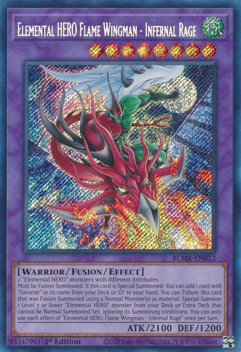 Elemental HERO Flame Wingman - Infernal Rage [BLMR-EN012] Secret Rare - Josh's Cards